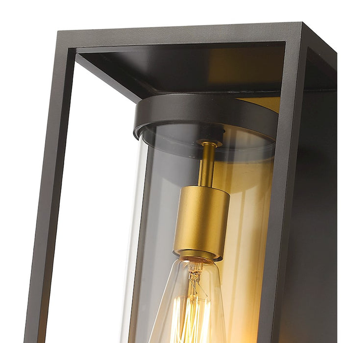 Z-Lite Dunbroch 1 Light 13" Outdoor Sconce, Bronze/Brass/Clear