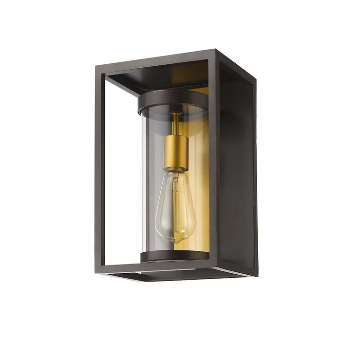 Z-Lite Dunbroch 1 Light 13" Outdoor Sconce, Bronze/Brass/Clear