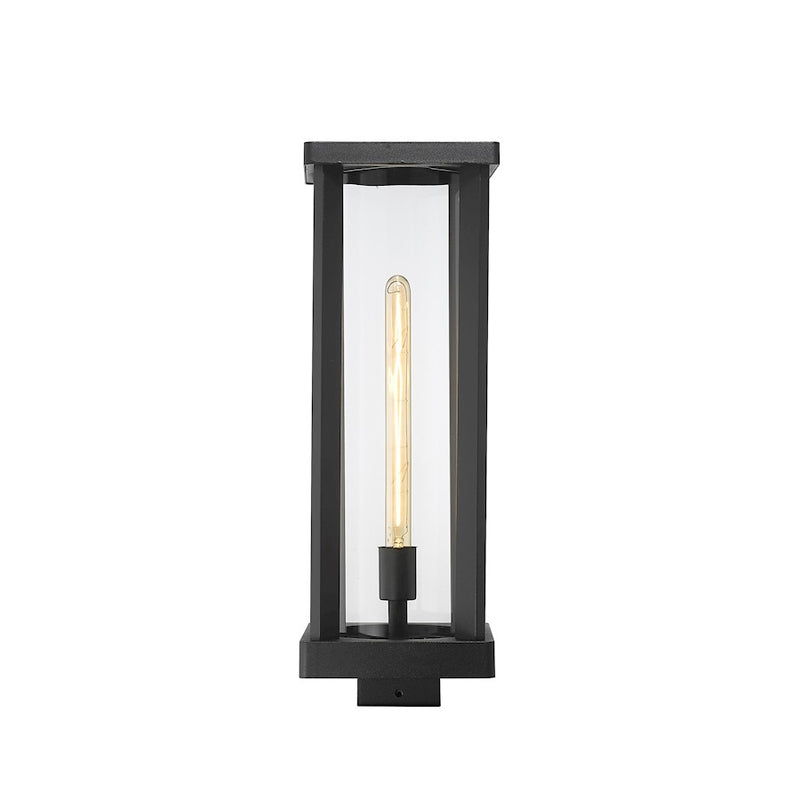 Z-Lite Glenwood 1 Light 20" Post Mount, Black/Clear