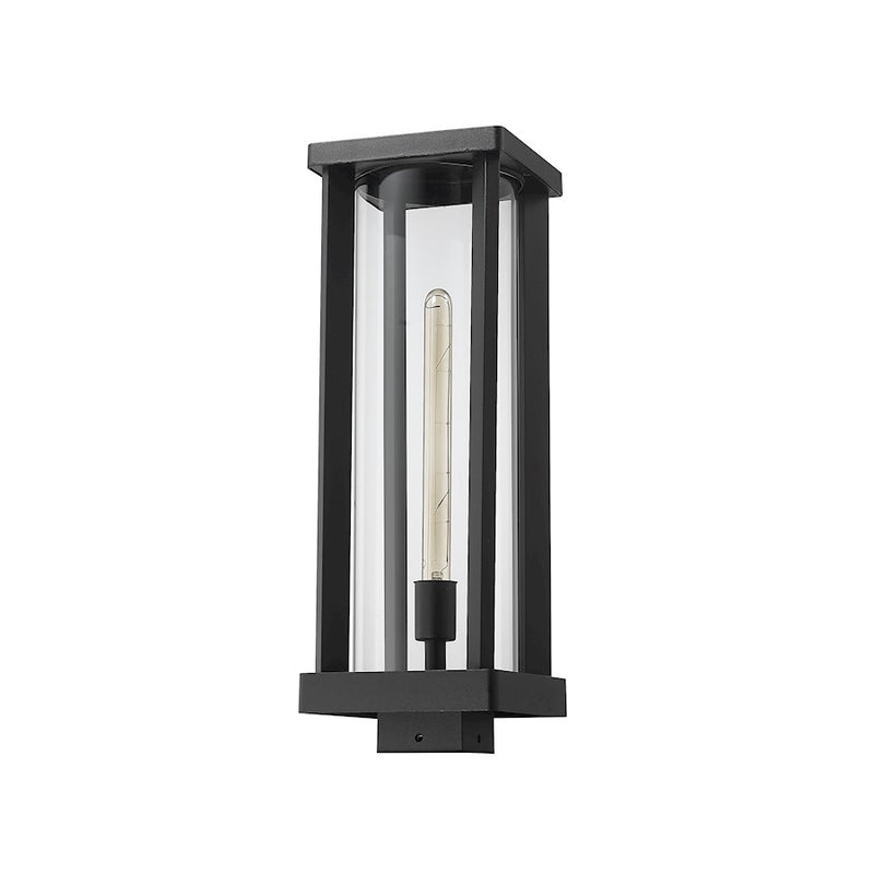 Z-Lite Glenwood 1 Light 20" Post Mount, Black/Clear