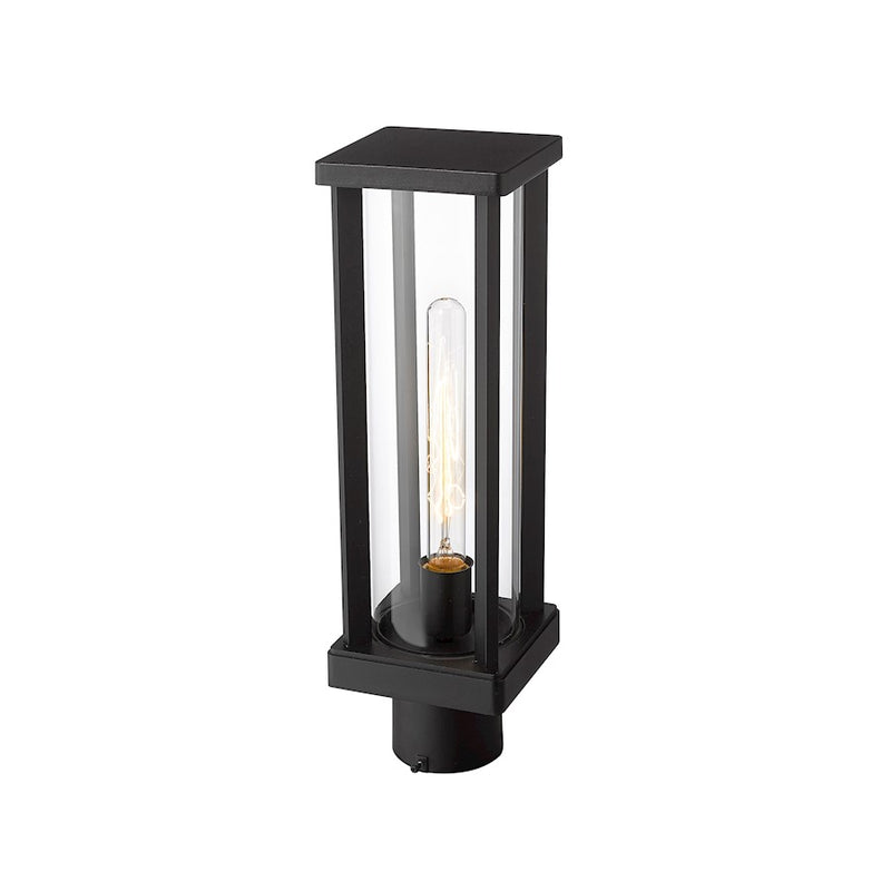 Z-Lite Glenwood 1 Light 5" Outdoor Post Mount, Black/Clear