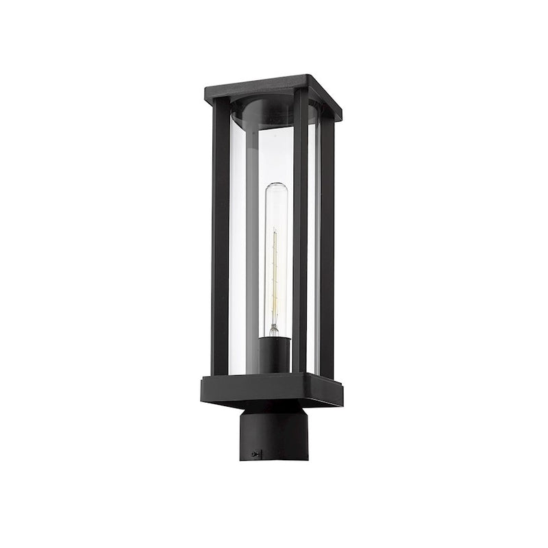 Z-Lite Glenwood 1 Light 5" Outdoor Post Mount, Black/Clear