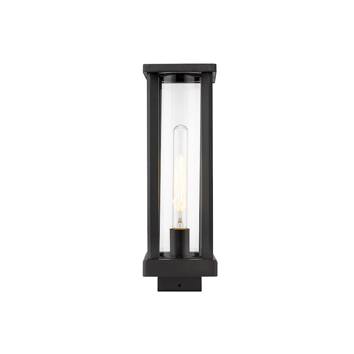 Z-Lite Glenwood 1 Light 15" Outdoor Post Mount, Black/Clear