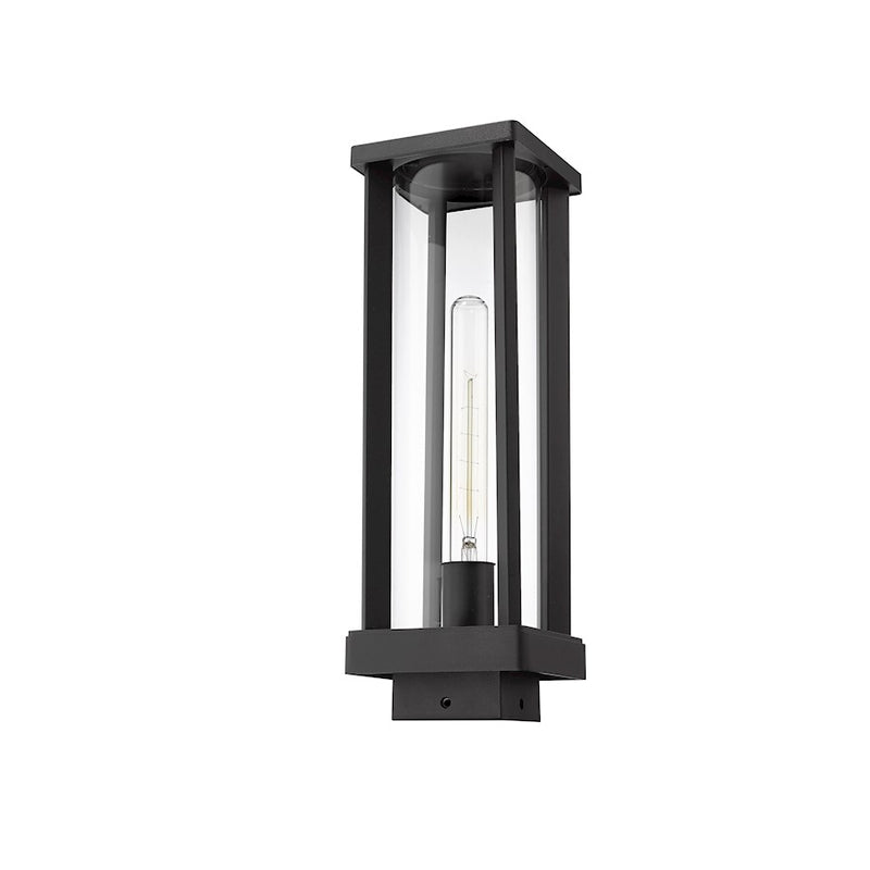 Z-Lite Glenwood 1 Light 15" Outdoor Post Mount, Black/Clear