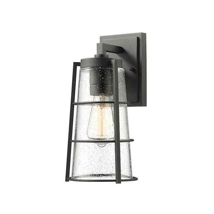 Z-Lite Helix 1 Light Outdoor Wall Sconce in Black/Clear Seedy