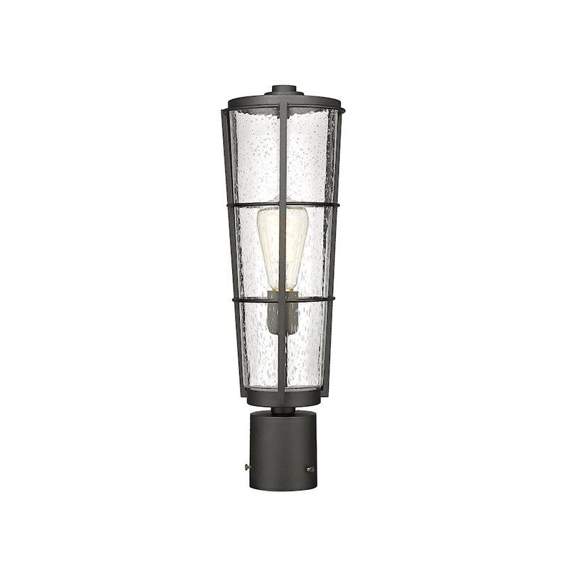 Z-Lite Helix 1 Lt Outdoor Post Mount Fixture, Black/Clear Seedy