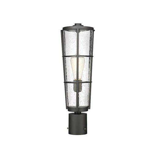 Z-Lite Helix 1 Lt Outdoor Post Mount Fixture, Black/Clear Seedy
