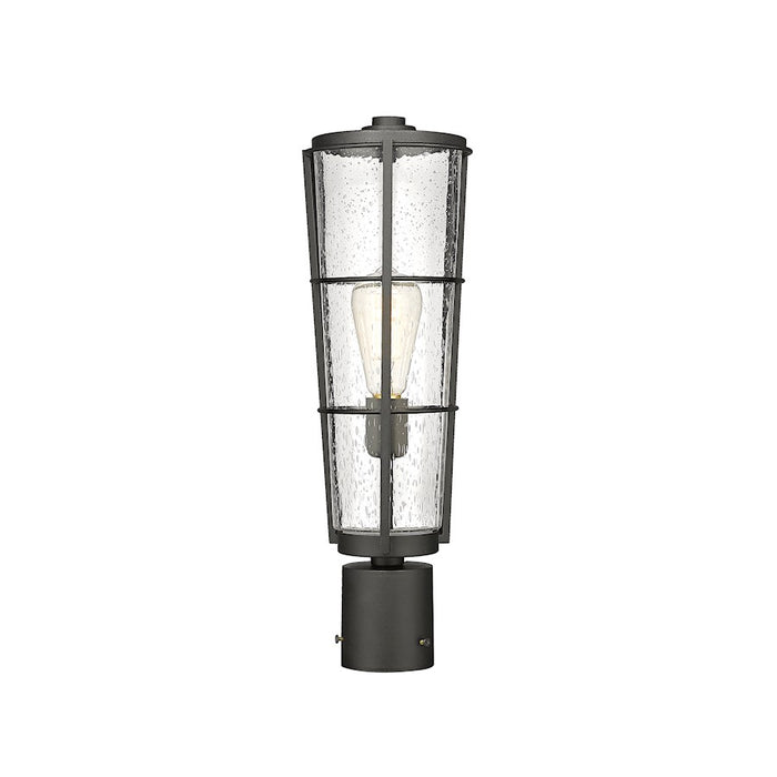 Z-Lite Helix 1 Lt Outdoor Post Mount Fixture, Black/Clear Seedy