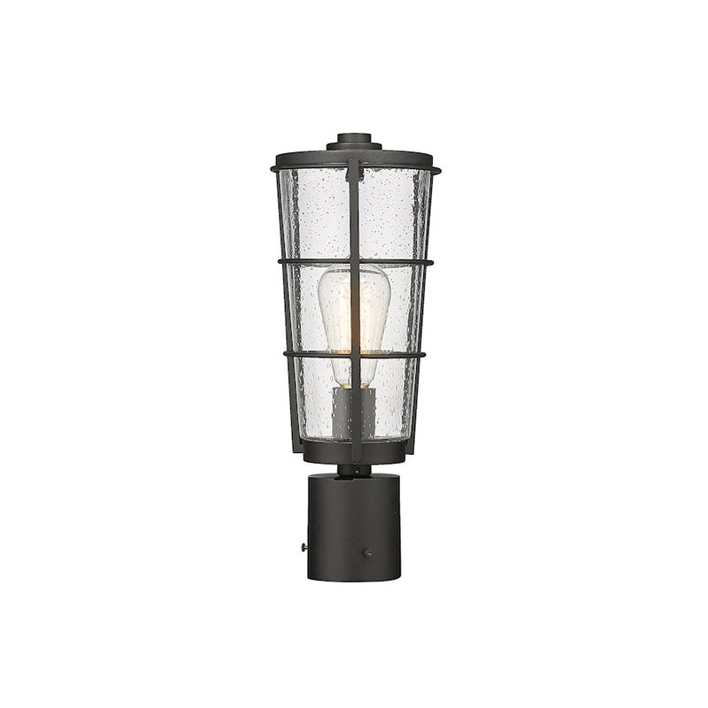 Z-Lite Helix 1 Lt Outdoor Post Mount Fixture, Black/Clear Seedy