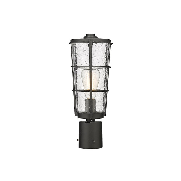 Z-Lite Helix 1 Lt Outdoor Post Mount Fixture, Black/Clear Seedy