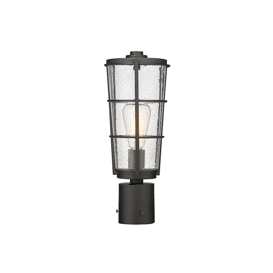 Z-Lite Helix 1 Lt Outdoor Post Mount Fixture, Black/Clear Seedy