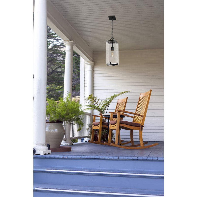Z-Lite Sana 1 Light Outdoor Chain Mount Ceiling, Black/Seedy