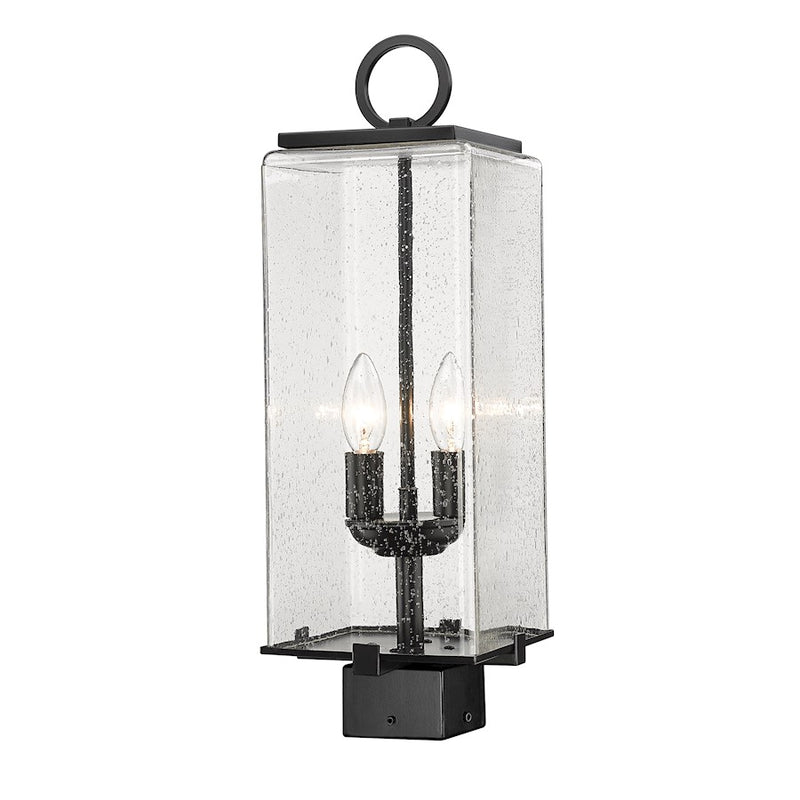Z-Lite Sana 2 Light Outdoor Post Mount, Black/Seedy
