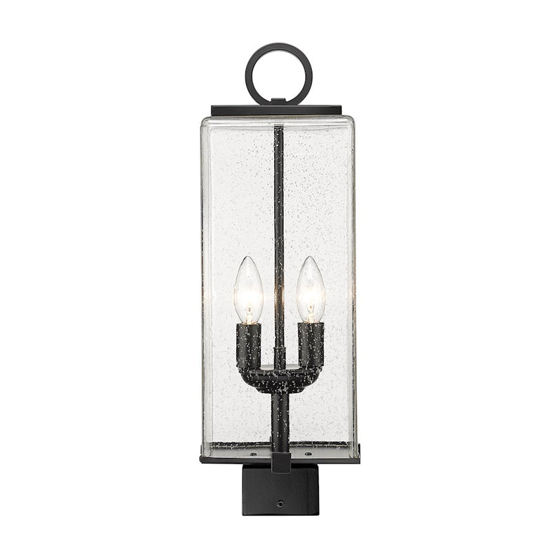 Z-Lite Sana 2 Light Outdoor Post Mount, Black/Seedy
