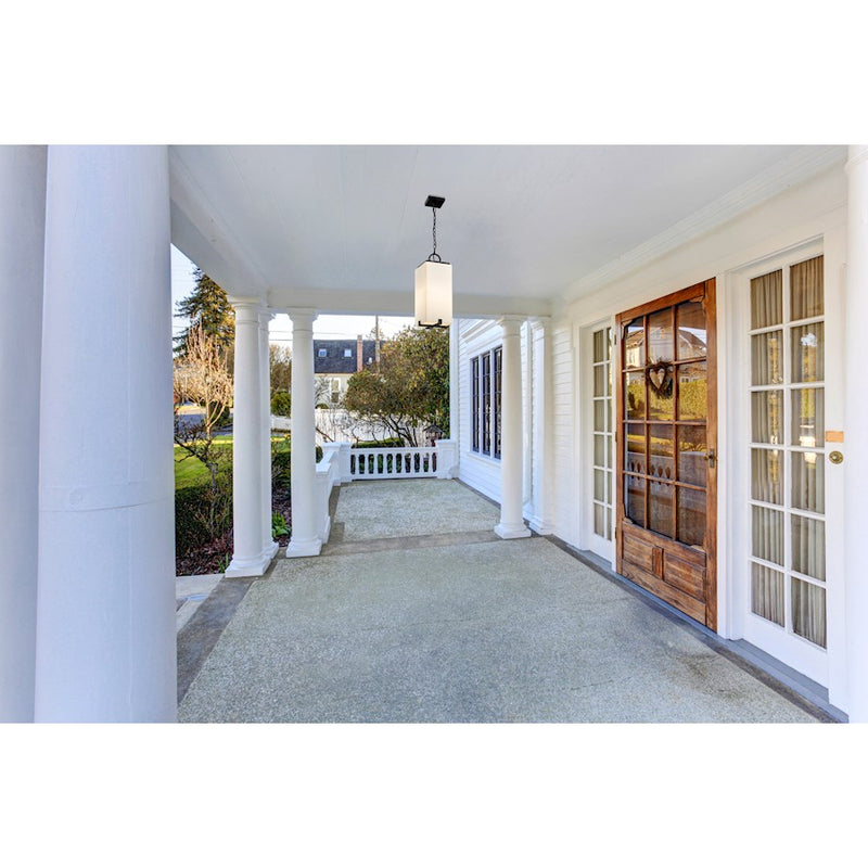 Z-Lite Sana 1 Light Outdoor Chain Mount Ceiling, Black/White Opal