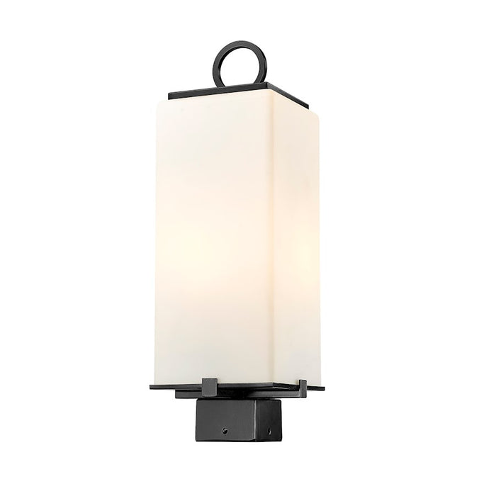 Z-Lite Sana 2 Light Outdoor Post Mount, Black/White Opal