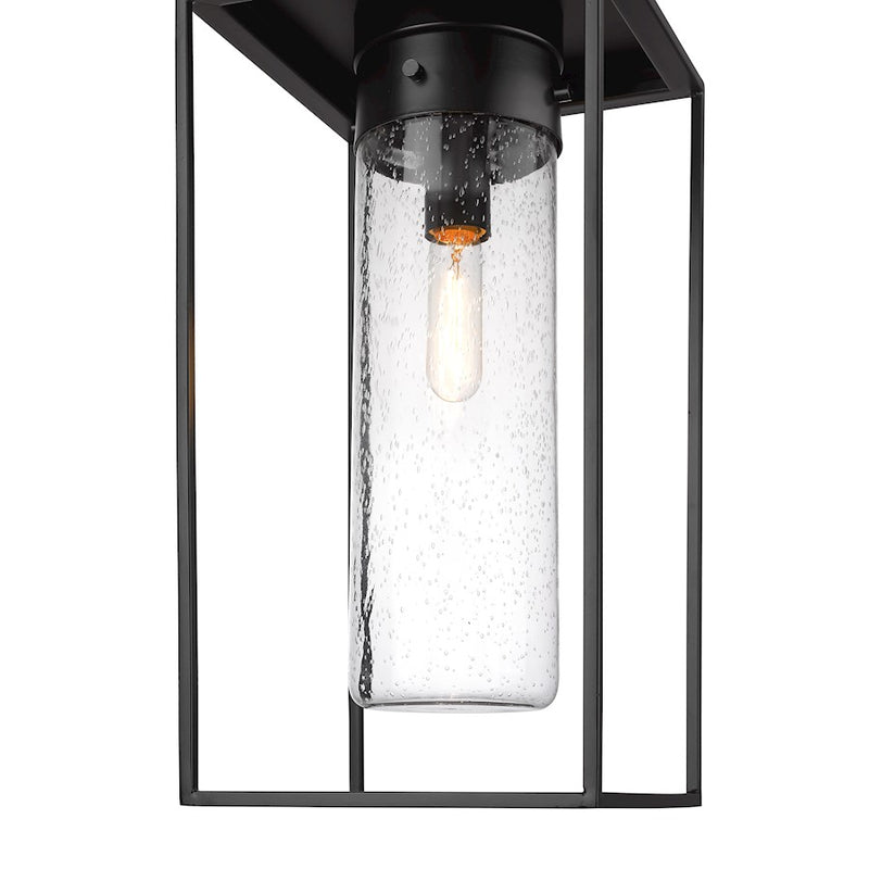 Z-Lite Sheridan 1 Light 10" Outdoor Ceiling Mount, Black/Seedy