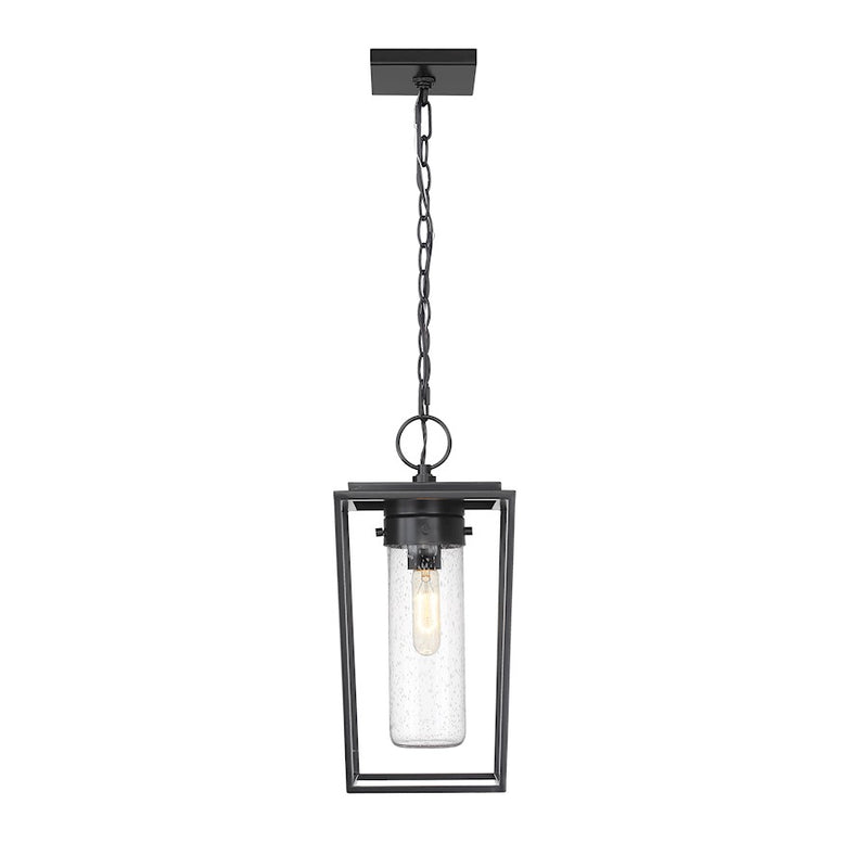 Z-Lite Sheridan 1 Light 8" Outdoor Ceiling Mount, Black/Seedy