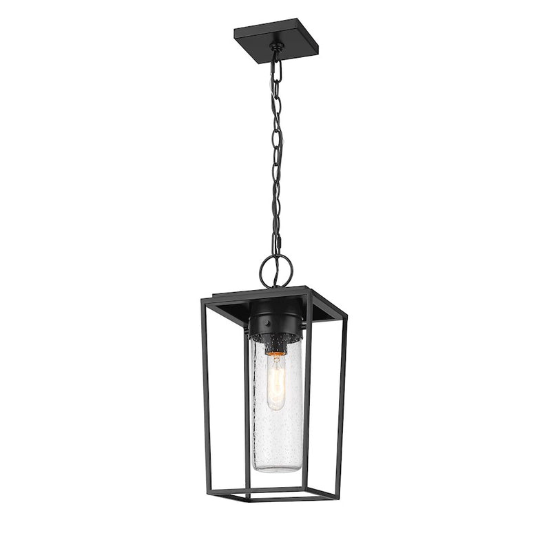Z-Lite Sheridan 1 Light 8" Outdoor Ceiling Mount, Black/Seedy