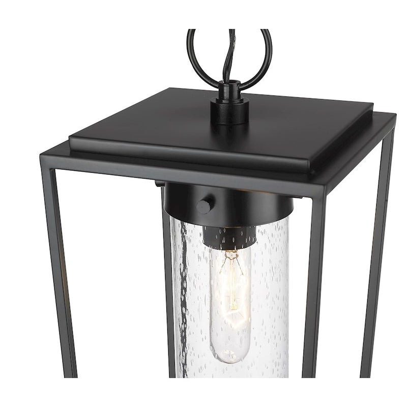 Z-Lite Sheridan 1 Light 8" Outdoor Ceiling Mount, Black/Seedy