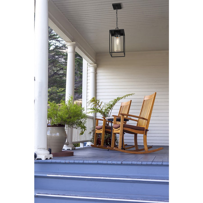 Z-Lite Sheridan 1 Light 8" Outdoor Ceiling Mount, Black/Seedy