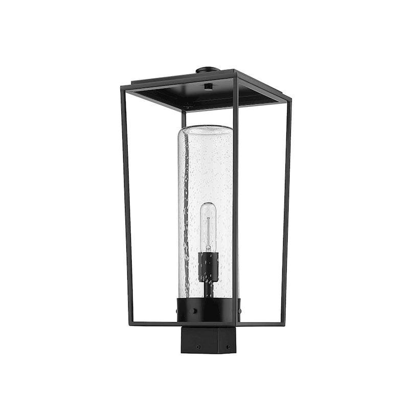 Z-Lite Sheridan 1 Light 22" Outdoor Post Mount/Square, Black/Seedy