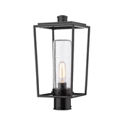 Z-Lite Sheridan 1 Light 17" Outdoor Post Mount/Round, Black/Seedy - 594PHMR-BK
