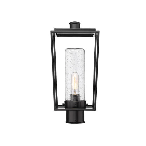 Z-Lite Sheridan 1 Light 17" Outdoor Post Mount/Round, Black/Seedy