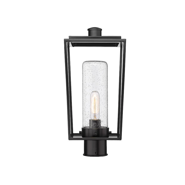 Z-Lite Sheridan 1 Light 17" Outdoor Post Mount/Round, Black/Seedy