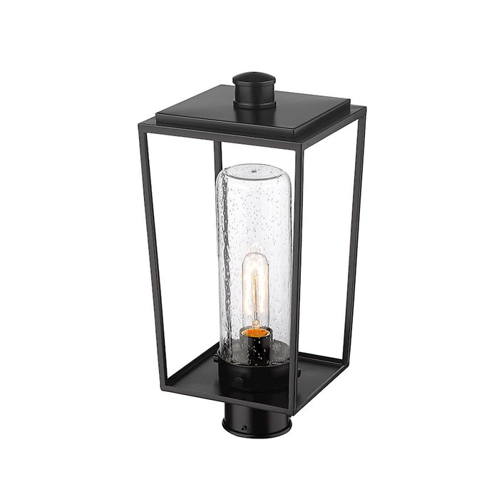 Z-Lite Sheridan 1 Light 17" Outdoor Post Mount/Round, Black/Seedy