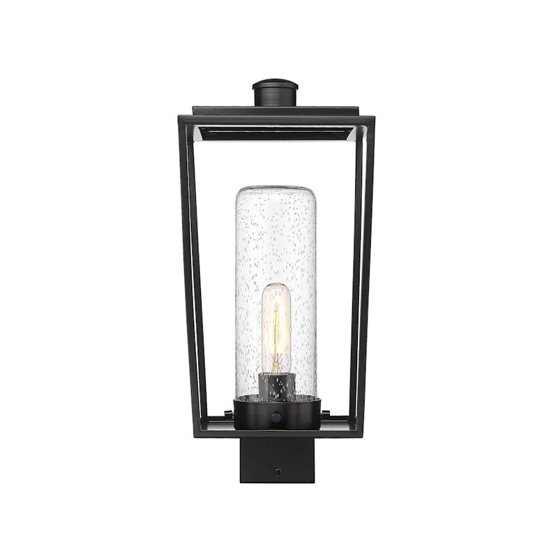 Z-Lite Sheridan 1 Light 17" Outdoor Post Mount/Square, Black/Seedy
