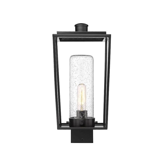 Z-Lite Sheridan 1 Light 17" Outdoor Post Mount/Square, Black/Seedy