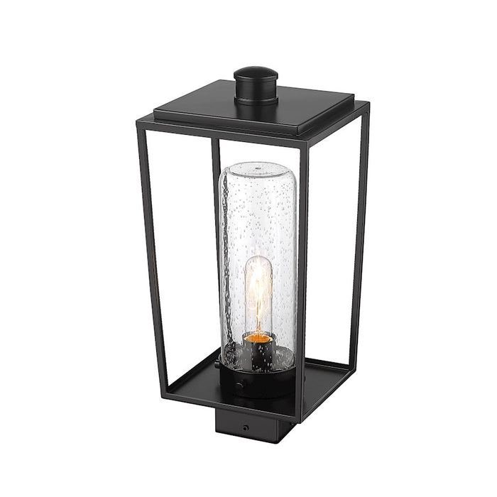 Z-Lite Sheridan 1 Light 17" Outdoor Post Mount/Square, Black/Seedy