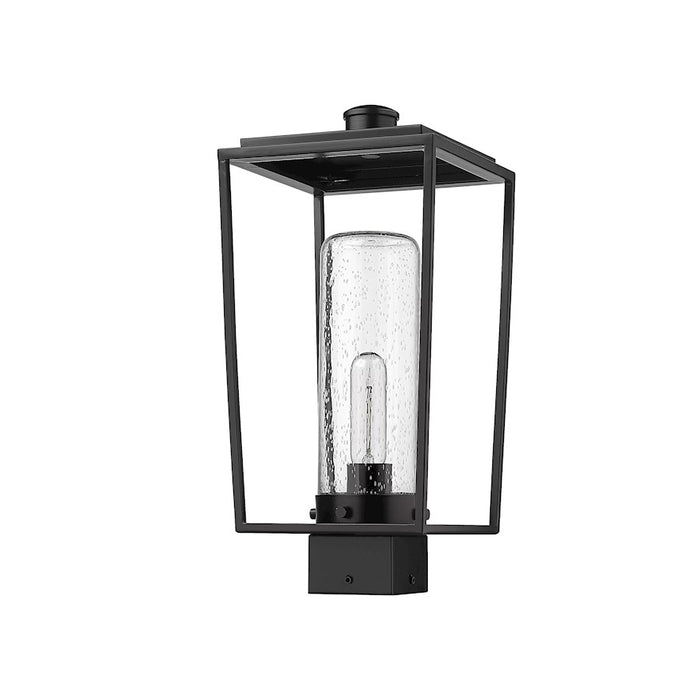 Z-Lite Sheridan 1 Light 17" Outdoor Post Mount/Square, Black/Seedy
