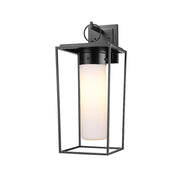 Z-Lite Sheridan 1 Light 24" Outdoor Wall Sconce in Black/White Opal - 595B-BK