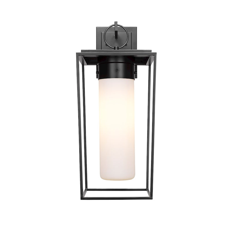 Z-Lite Sheridan 1 Light 24" Outdoor Wall Sconce, Black/White Opal