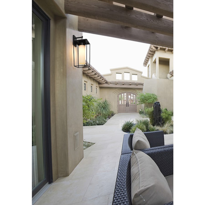 Z-Lite Sheridan 1 Light 24" Outdoor Wall Sconce, Black/White Opal