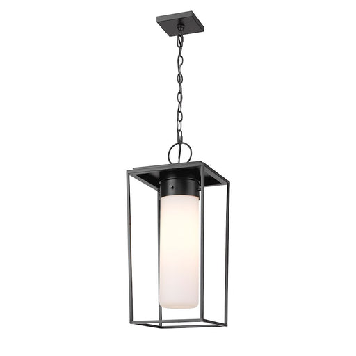 Z-Lite Sheridan 1 Light 23" Outdoor Ceiling Mount, Black/White Opal