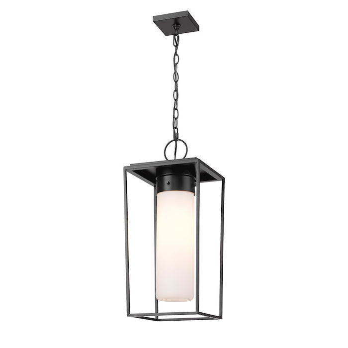 Z-Lite Sheridan 1 Light 23" Outdoor Ceiling Mount, Black/White Opal