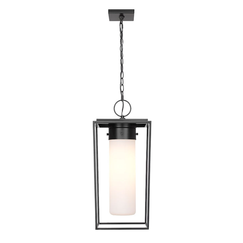 Z-Lite Sheridan 1 Light 23" Outdoor Ceiling Mount, Black/White Opal