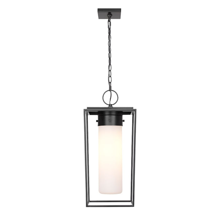 Z-Lite Sheridan 1 Light 23" Outdoor Ceiling Mount, Black/White Opal