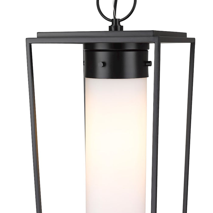 Z-Lite Sheridan 1 Light 23" Outdoor Ceiling Mount, Black/White Opal