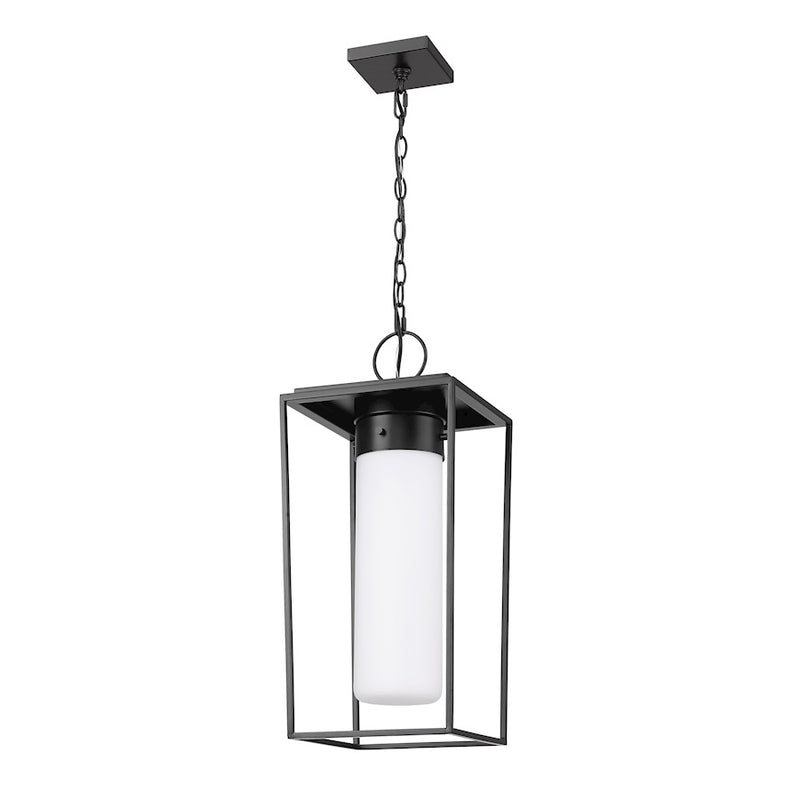 Z-Lite Sheridan 1 Light 23" Outdoor Ceiling Mount, Black/White Opal