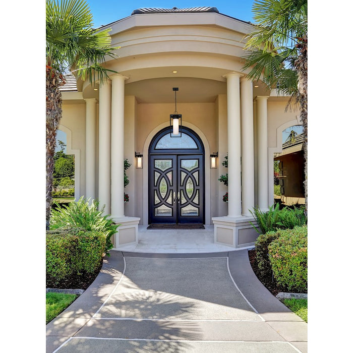 Z-Lite Sheridan 1 Light 23" Outdoor Ceiling Mount, Black/White Opal