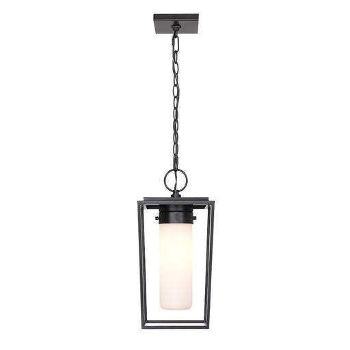 Z-Lite Sheridan 1 Light 17" Outdoor Ceiling Mount, Black/White Opal