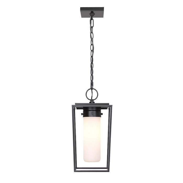 Z-Lite Sheridan 1 Light 17" Outdoor Ceiling Mount, Black/White Opal