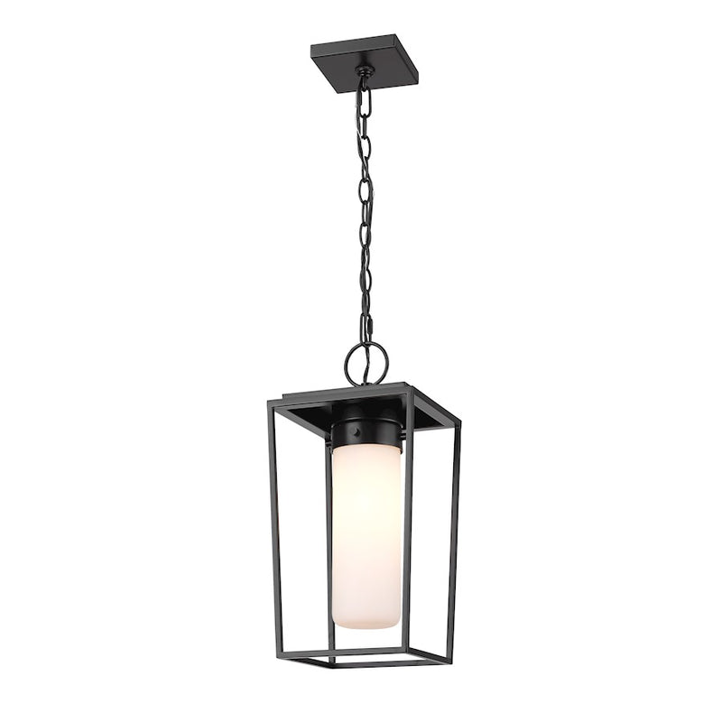 Z-Lite Sheridan 1 Light 17" Outdoor Ceiling Mount, Black/White Opal