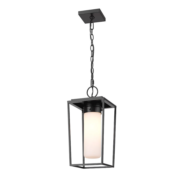 Z-Lite Sheridan 1 Light 17" Outdoor Ceiling Mount, Black/White Opal