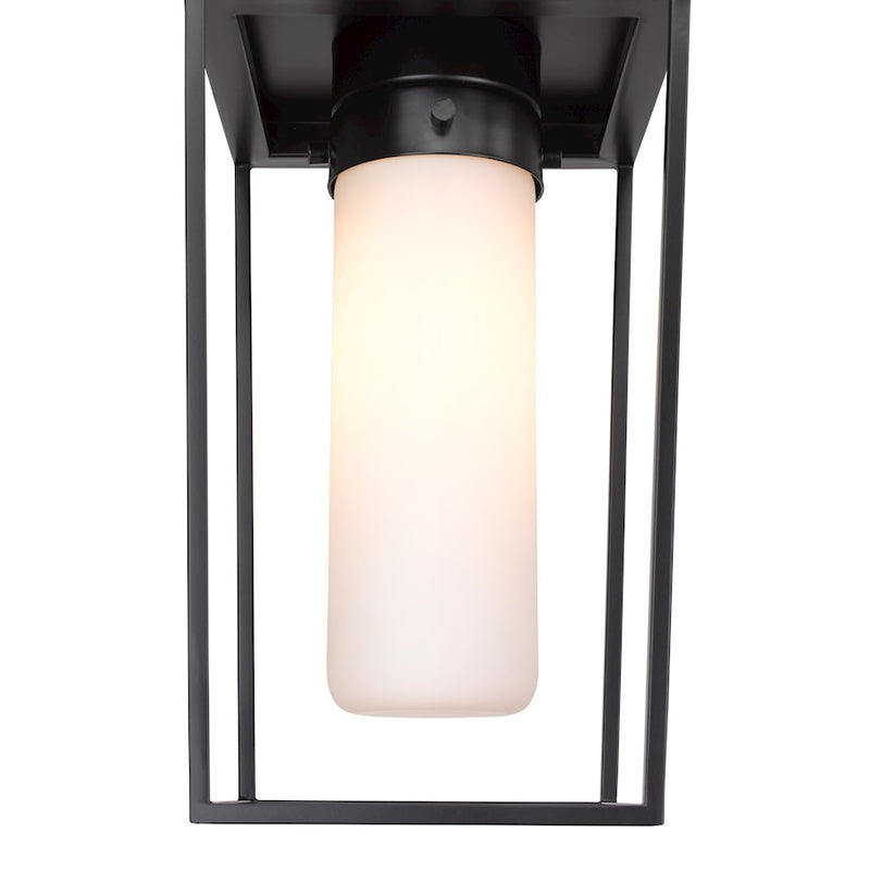 Z-Lite Sheridan 1 Light 17" Outdoor Ceiling Mount, Black/White Opal