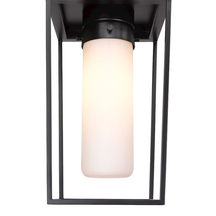 Z-Lite Sheridan 1 Light 17" Outdoor Ceiling Mount, Black/White Opal
